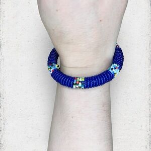 4520u. Colorful Beaded Bracelet Bangle Blue Handmade